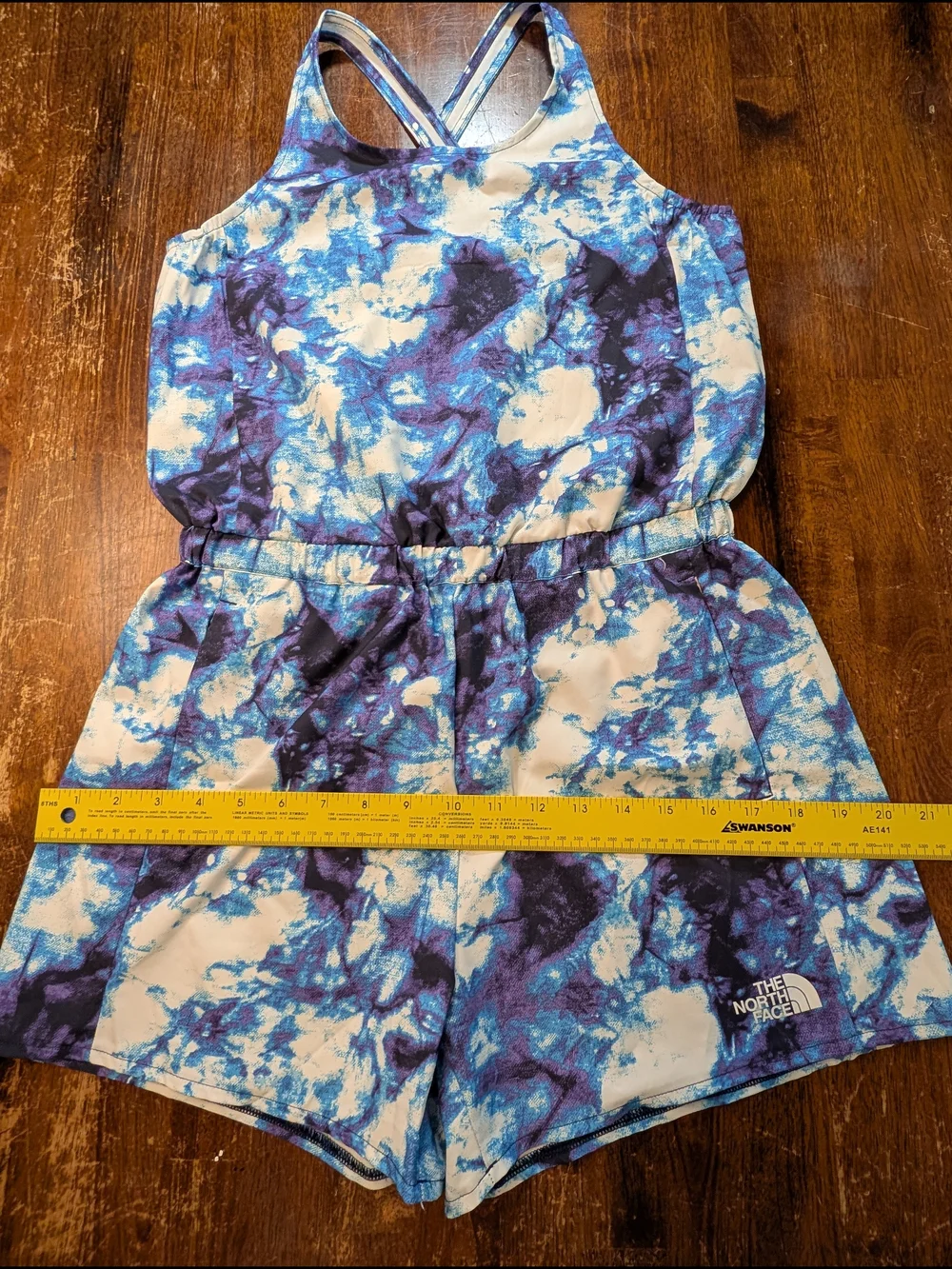 The North Face Girls' Romper Class V Tie Dye Print Size 14/16 Youth Lg BlueWhite